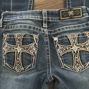 Women's Blue Embellished Jeans